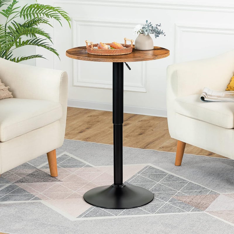 HOOBRO Bar Table, Height-Adjustable Round Pub Table 27-35.4 Inches with Sturdy Base, Modern Style, Easy to Assemble, Suitable for Small Space, Rustic Brown EBF58BT01G1 - Image 2