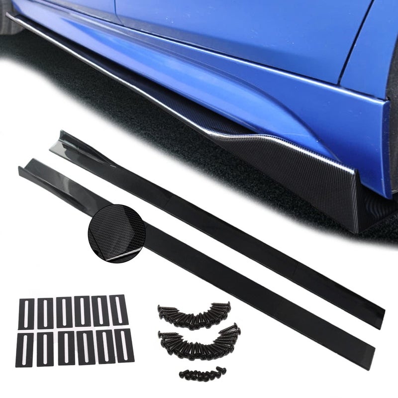 POSENG Universal Carbon Fiber Style 866 Inch Side Skirts Rocker Panels Extensions Compatible with SubaruVW MazdaMustang Honda Toyota BMW Chevrolet Ford Mazda