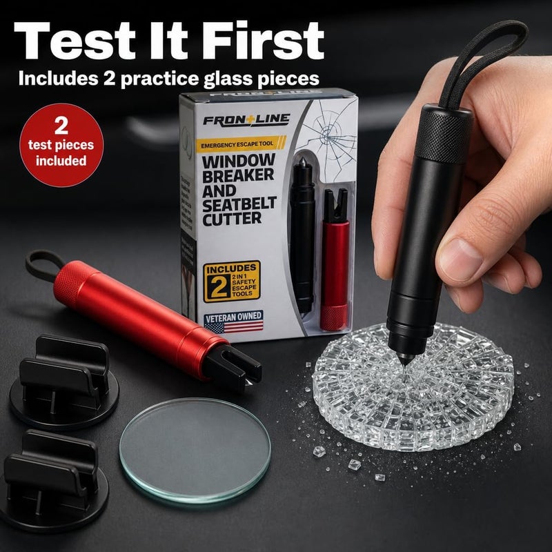 FRONTLINE Window Breaker and Seatbelt Cutter (2 Pack) Car Window Glass Breaker Safey Hammer Emergency Escape Tool Car Accessories - Image 2