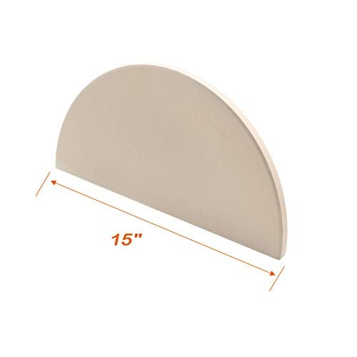 MixRBBQ BBQ Future Ceramic Heat Deflector Plates for Kamado Joe Classic I, II, III，Half-Moon 2-Pack, White - Image 2
