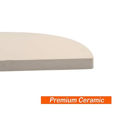 MixRBBQ BBQ Future Ceramic Heat Deflector Plates for Kamado Joe Classic I, II, III，Half-Moon 2-Pack, White - Image 4