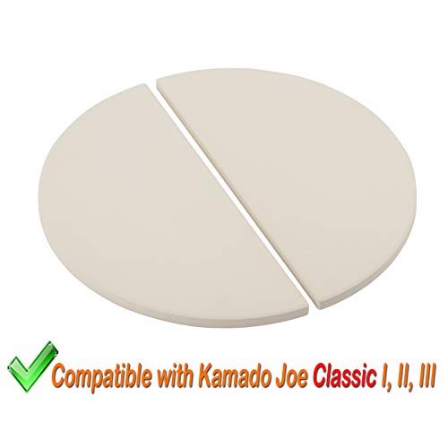 MixRBBQ BBQ Future Ceramic Heat Deflector Plates for Kamado Joe Classic I, II, III，Half-Moon 2-Pack, White - Image 3