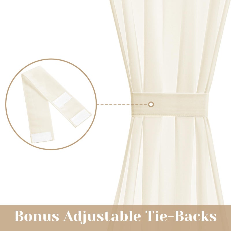 HOMEIDEAS HOMEIDEAS Non-See-Through Sidelight Curtains for Front Door  Privacy Semi Sheer Door Window Curtains  Rod Pocket Light Filtering French Door Curtains with Tieback  (1 Panel  Cream Beige  26W X 72L) - Image 4