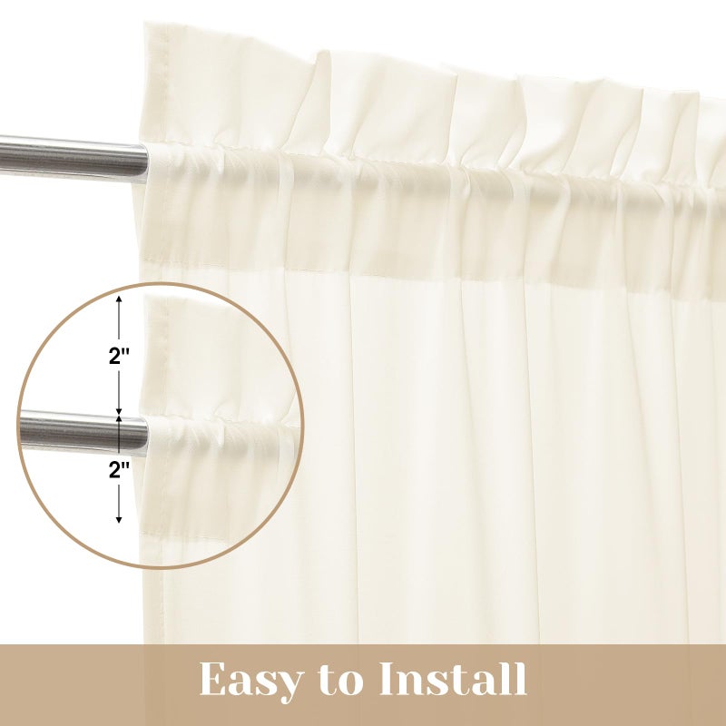 HOMEIDEAS HOMEIDEAS Non-See-Through Sidelight Curtains for Front Door  Privacy Semi Sheer Door Window Curtains  Rod Pocket Light Filtering French Door Curtains with Tieback  (1 Panel  Cream Beige  26W X 72L) - Image 5