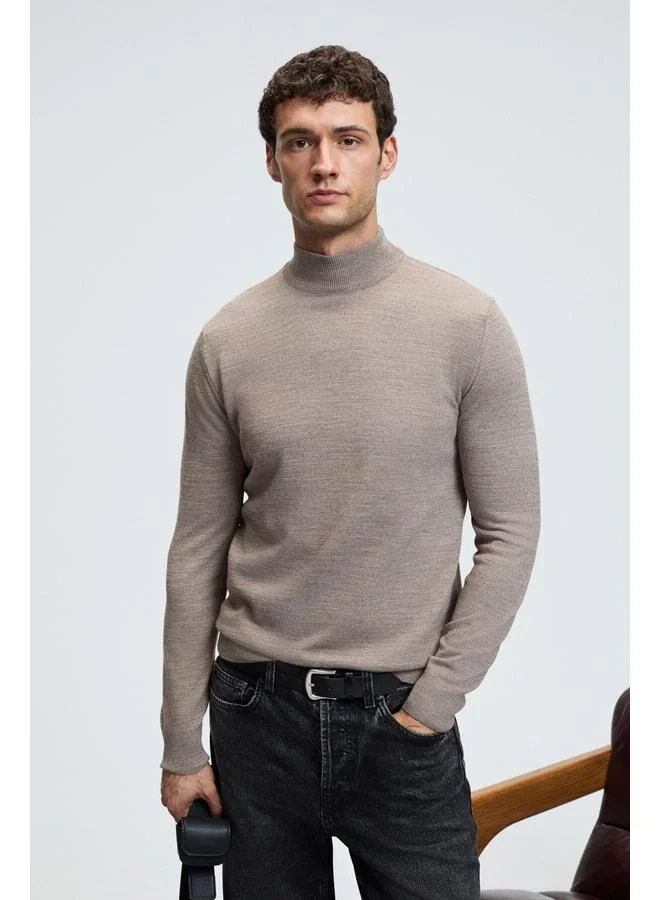 GRIMELANGE REBEL Men's Half Fisherman‑Collar Basic Slim Fit Viscose Knit Sweater.