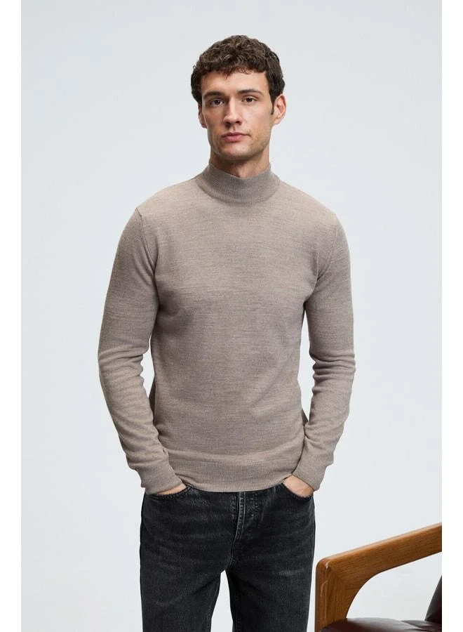 GRIMELANGE REBEL Men's Half Fisherman‑Collar Basic Slim Fit Viscose Knit Sweater.