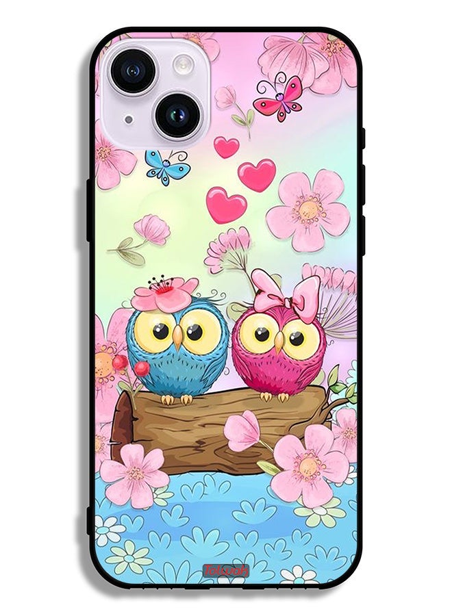Tolwak Apple iPhone 14 Protective Case Cute Owls Art - Image 2
