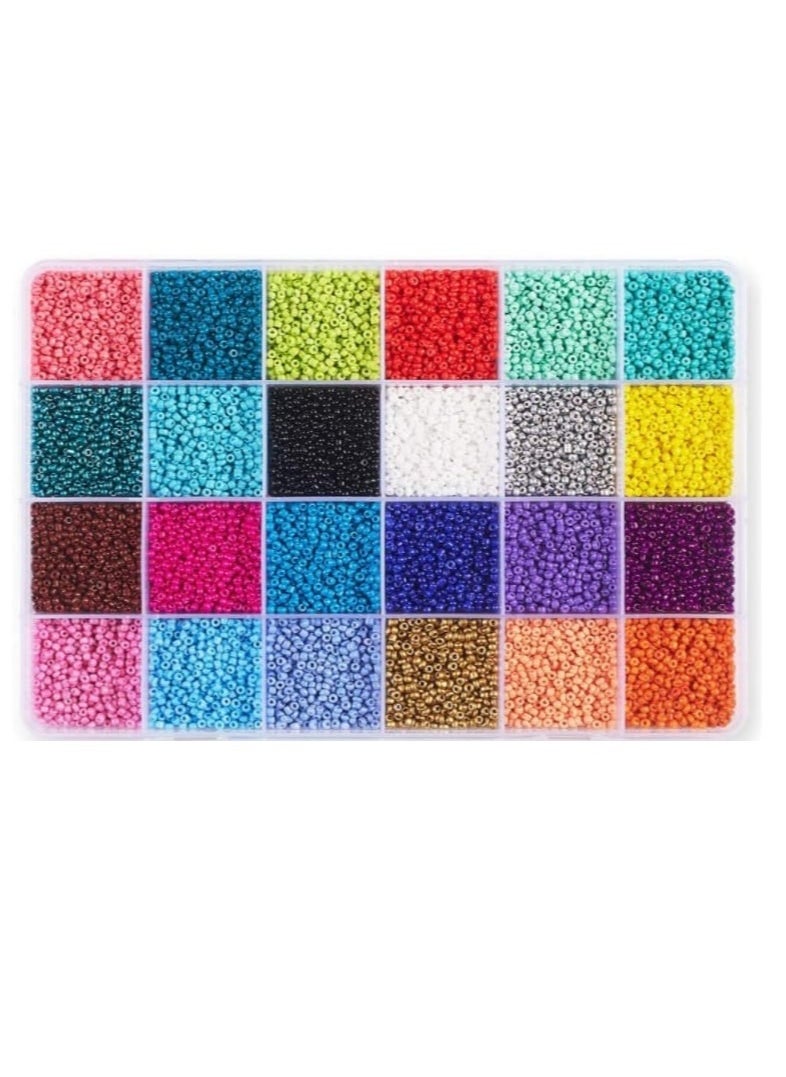 Grab Mantra - 48000 Glass Seed Beads Set, 2mm , 48 Colors, For Jewelry, Bracelet, Necklace, Earring And Handmade  Household Crafts (Cutter Color May  Vary) - Image 1