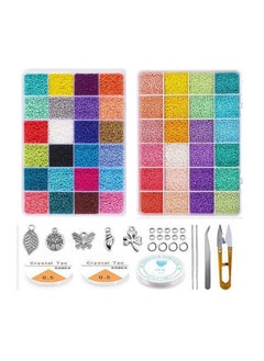 48000 Glass Seed Beads Set, 2mm , 48 Colors, For Jewelry, Bracelet, Necklace, Earring And Handmade  Household Crafts (Cutter Color May  Vary)