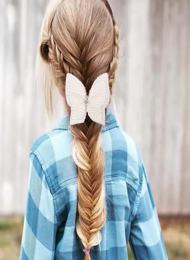 دينبري قطعتان من ربطات الشعر المرصعة بأحجار الراين واللؤلؤ للأطفال الصغار والفتيات، مشبك شعر أبيض مزدوج الطبقات على شكل فراشة مزينة بالزهور، إكسسوارات زفاف للنساء والفتيات والأطفال، هدايا رأس السنة الميلادية (فراشة). - Image 3