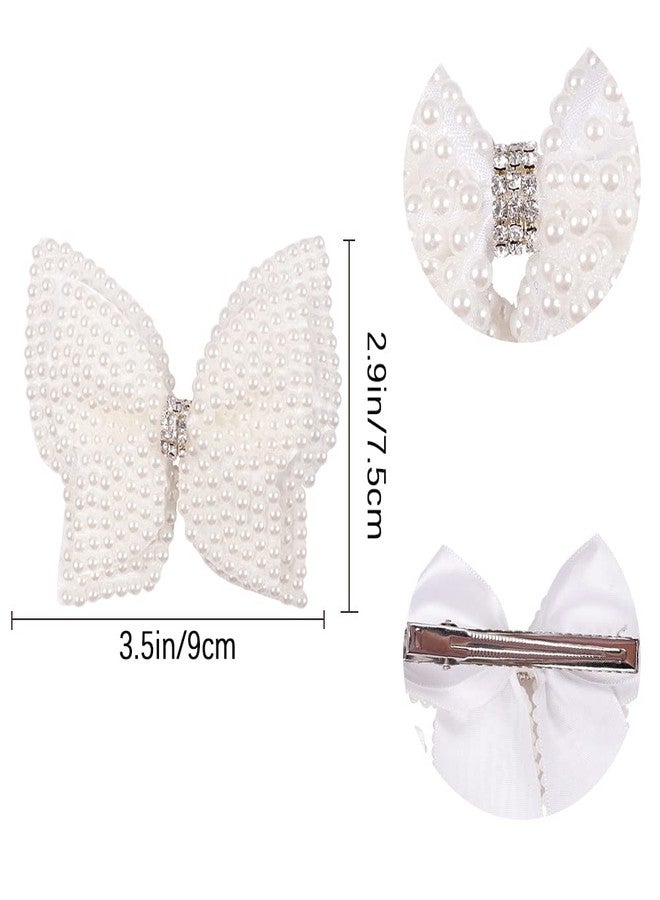 دينبري قطعتان من ربطات الشعر المرصعة بأحجار الراين واللؤلؤ للأطفال الصغار والفتيات، مشبك شعر أبيض مزدوج الطبقات على شكل فراشة مزينة بالزهور، إكسسوارات زفاف للنساء والفتيات والأطفال، هدايا رأس السنة الميلادية (فراشة). - Image 4