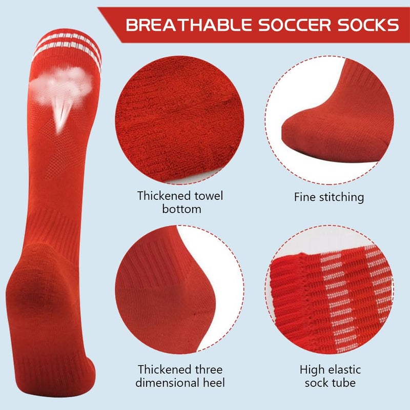 Proberos ® Sport Compression Sock Shin Guards Set 14 Inches Knee High Compression Sport Socks for Girls 5-10 Years Old Sweat Absorption High Elastic Long Sport Socks for Soccer, Basketball, Red - Image 4