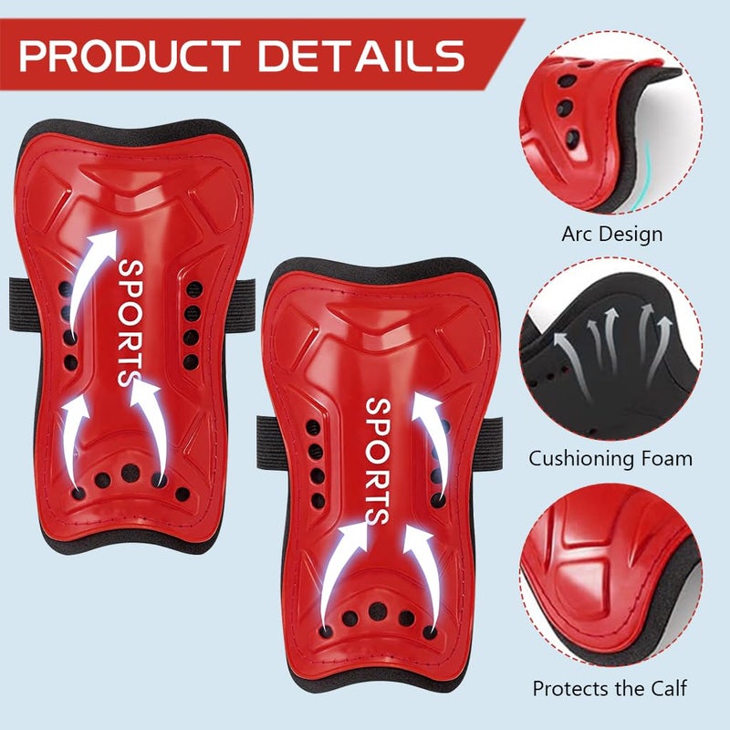 Proberos ® Sport Compression Sock Shin Guards Set 14 Inches Knee High Compression Sport Socks for Girls 5-10 Years Old Sweat Absorption High Elastic Long Sport Socks for Soccer, Basketball, Red - Image 3