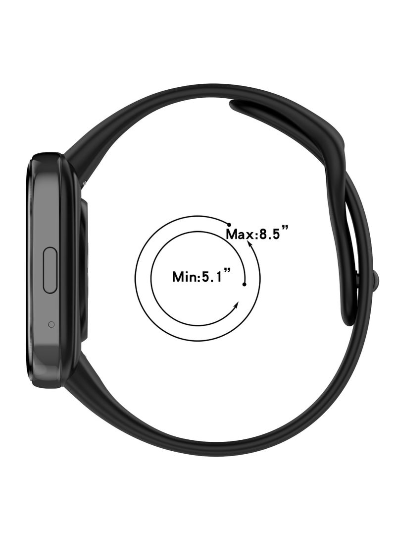 HablTech Silicone Straps Compatible with Redmi Watch 3 Active/Redmi Watch 3 Lite Smartwatch Soft Watch Band(Black) - Image 3
