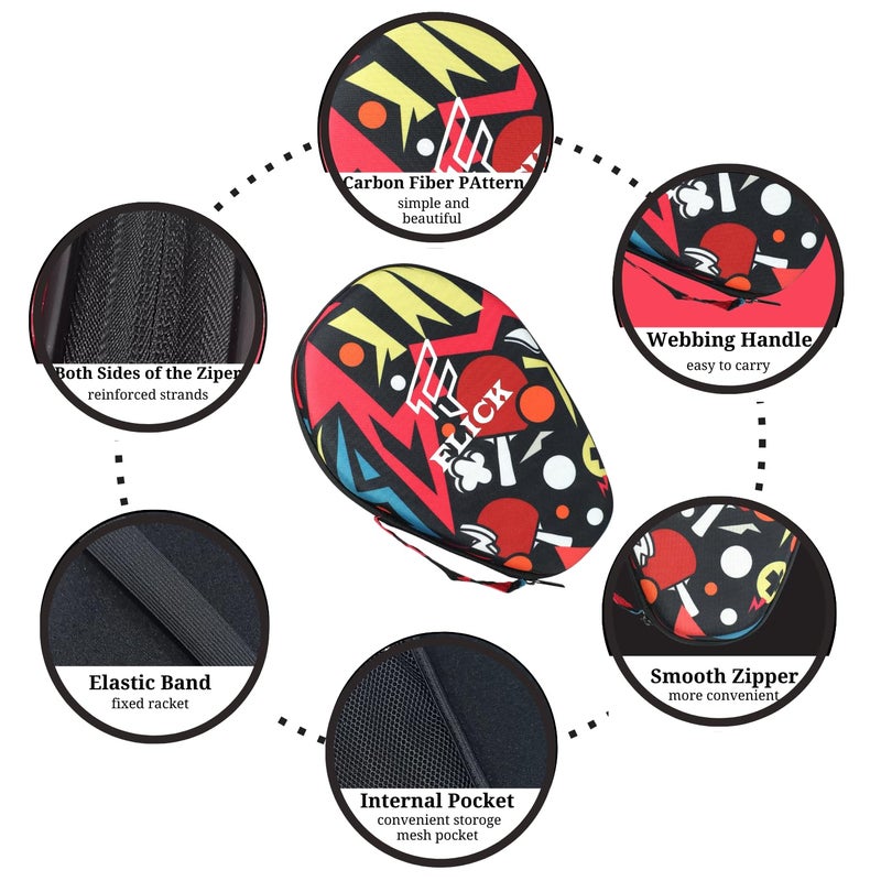 FLICK Fusion Table Tennis Racket Hard Case/Cover - Shockproof Protective EVA-PU Round Case | Stylish & Durable Cover for TT Paddles | Lightweight, Scratch-Resistant Design - Image 5