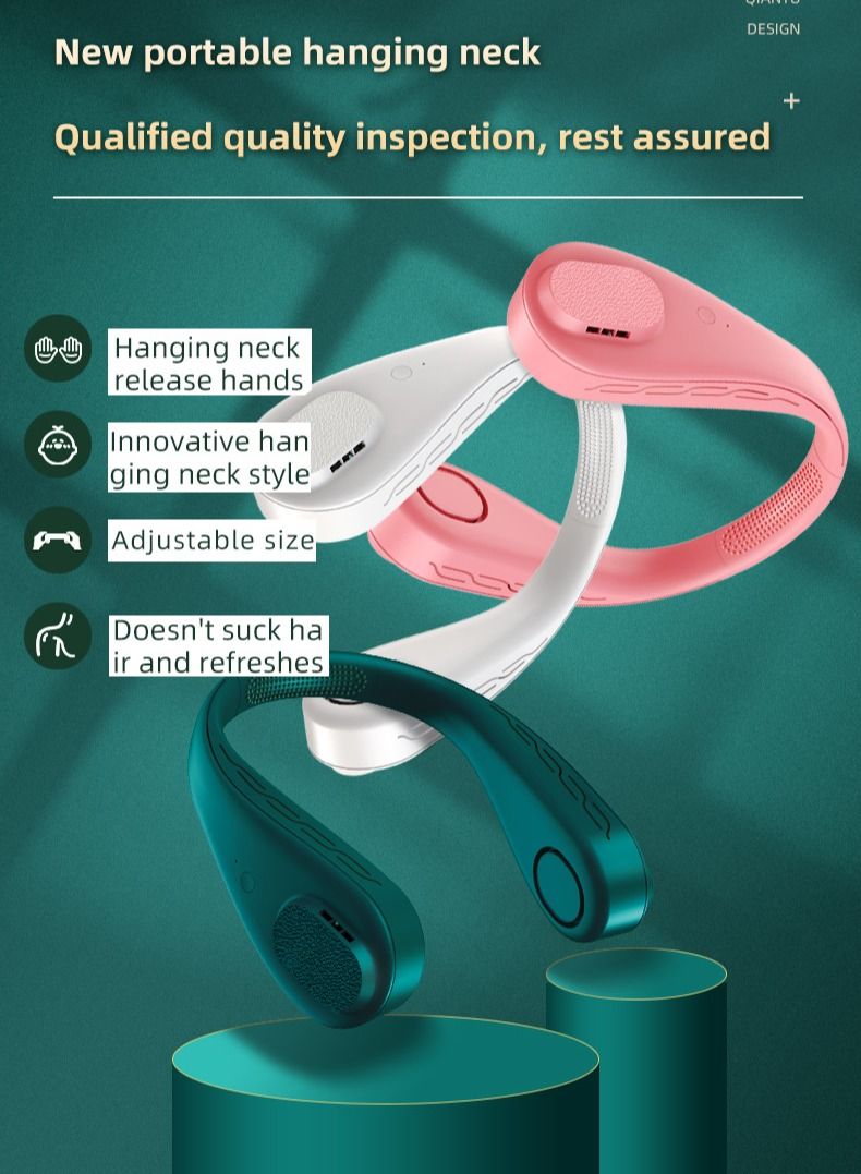SYOSI Portable Neck Fan SYOSI Hands Free Bladeless Mini Wearable Personal Fan Headphone Design 3 Speeds Mute Powered Fan For Travel Hiking Outdoor  - Image 5