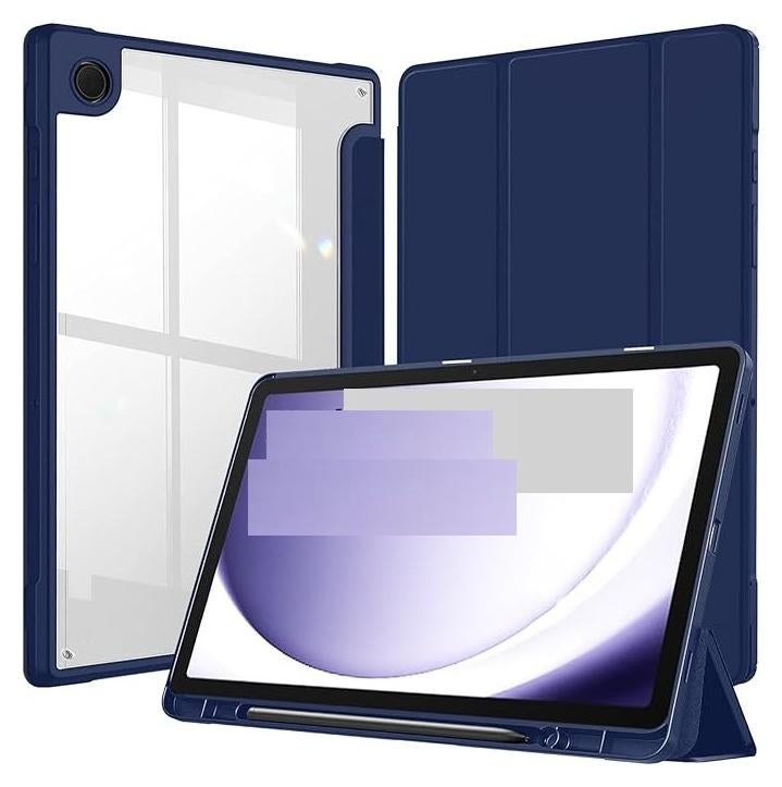 غطاء حماية لجهاز سامسونج جالاكسي تاب A9 مقاس 8.7 بوصة، غطاء هجين لجهاز الكمبيوتر اللوحي مع ظهر شفاف - ازرق