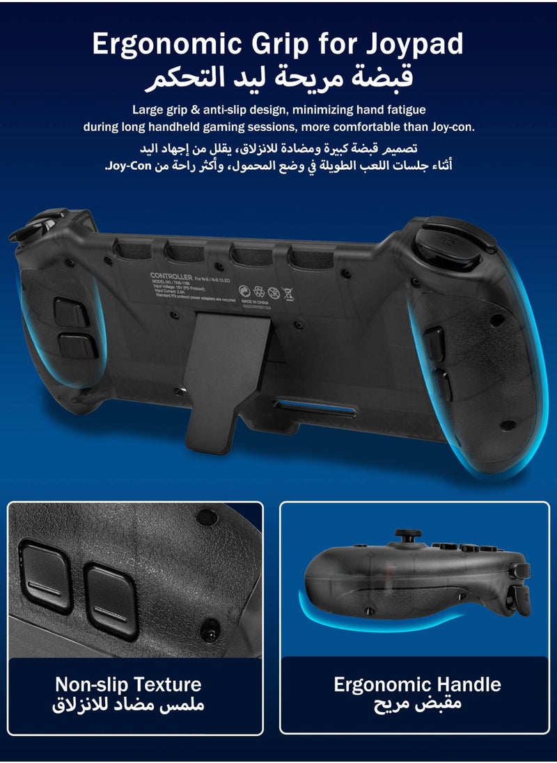 DOBE - Eggshell Controller Gripcon Switch Controller for Handheld Mode, Ergonomic Controller for Nintendo Switch with 6-Axis Gyro, Dual Motor Vibration, Compatible with All Games of Switch, Black - Image 1