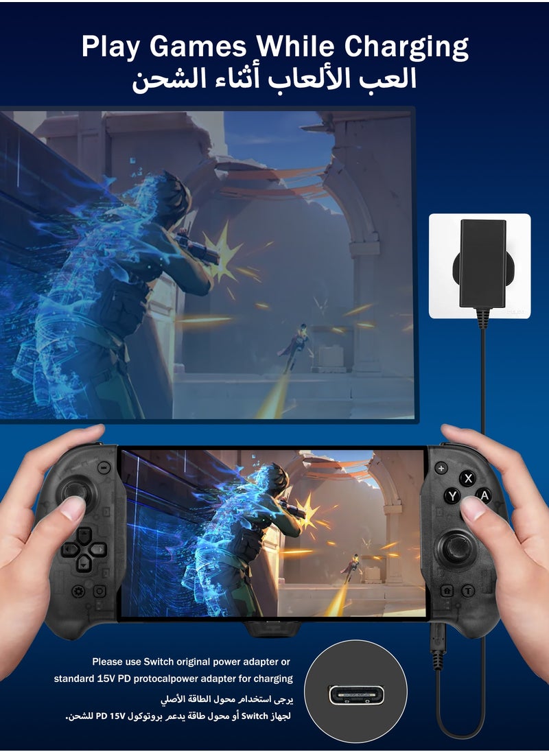 DOBE - Eggshell Controller Gripcon Switch Controller for Handheld Mode, Ergonomic Controller for Nintendo Switch with 6-Axis Gyro, Dual Motor Vibration, Compatible with All Games of Switch, Black - Image 1