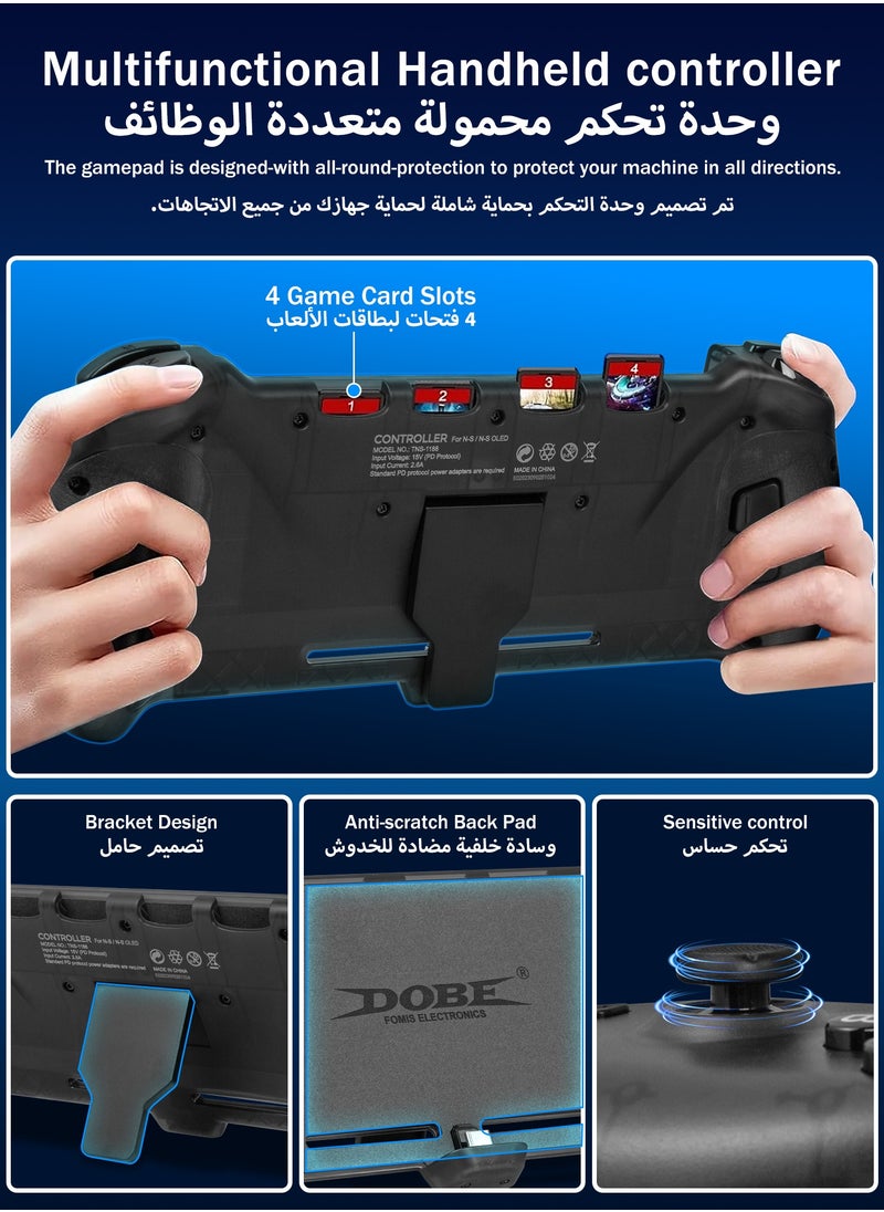 DOBE - Eggshell Controller Gripcon Switch Controller for Handheld Mode, Ergonomic Controller for Nintendo Switch with 6-Axis Gyro, Dual Motor Vibration, Compatible with All Games of Switch, Black - Image 1