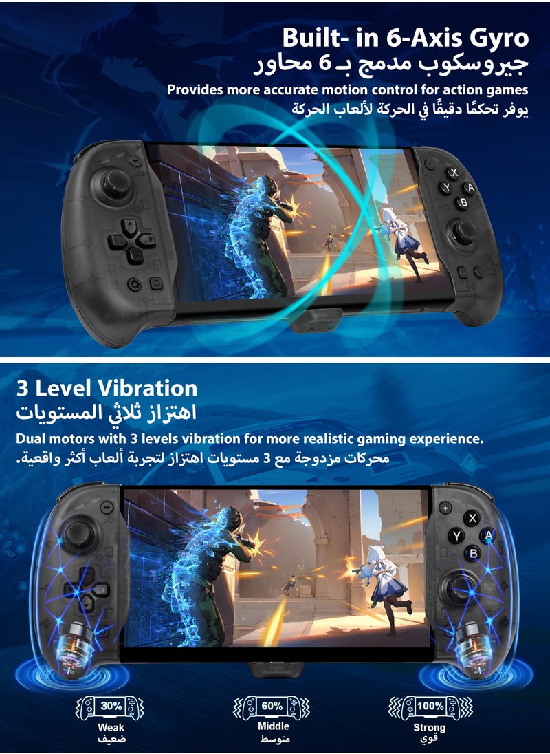 DOBE - Eggshell Controller Gripcon Switch Controller for Handheld Mode, Ergonomic Controller for Nintendo Switch with 6-Axis Gyro, Dual Motor Vibration, Compatible with All Games of Switch, Black - Image 1