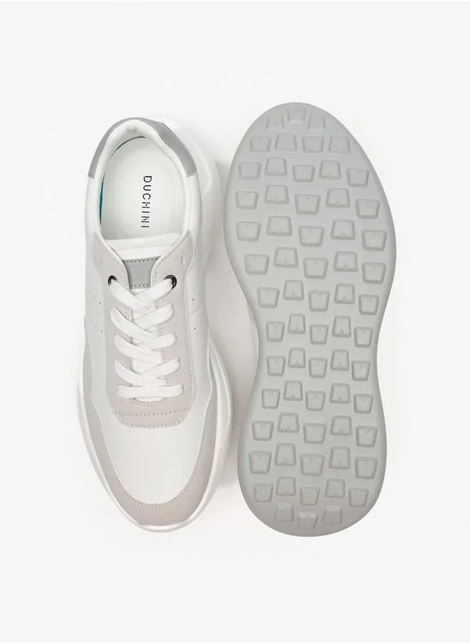 DUCHINI Men's Solid Lace-Up Sneakers