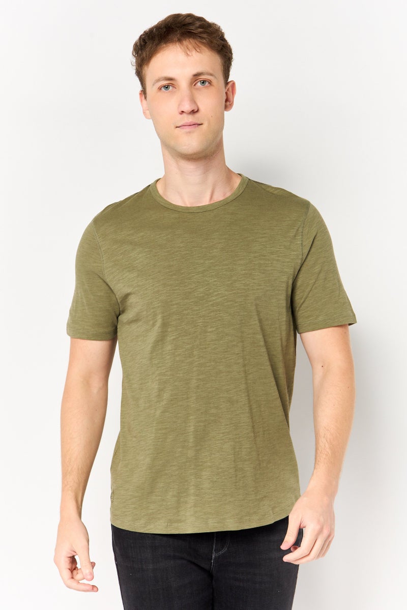Project Essentials Men Crew Neck Short Sleeve Heather T-Shirt, Olive - Image 1