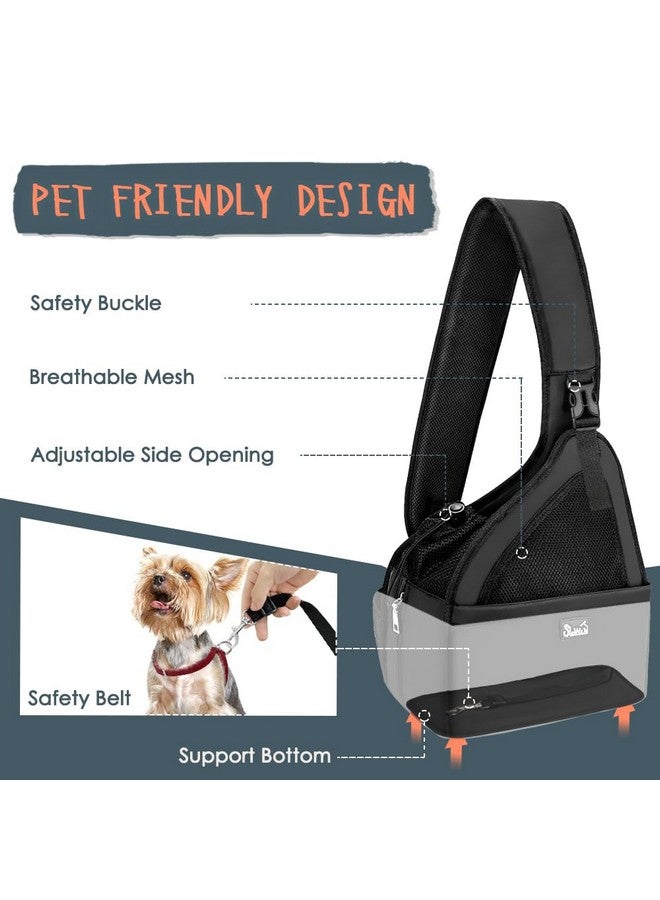 lukovee Lukovee Dog Slings for Small Dogs, Hard Bottom Support & Adjustable Soft Padded Shoudler Strap Dog Sling Carrier, Dog Purse with Button Closure & Zipper Pockets (for Short Leg Pets up to 6 lbs,Black) - Image 2