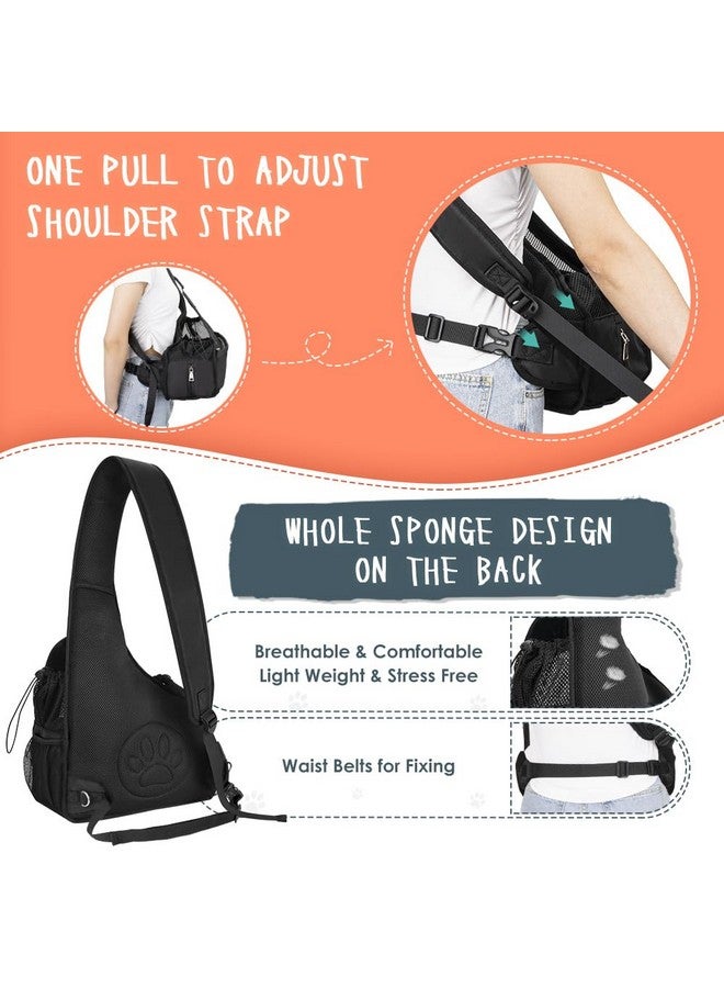 lukovee Lukovee Dog Slings for Small Dogs, Hard Bottom Support & Adjustable Soft Padded Shoudler Strap Dog Sling Carrier, Dog Purse with Button Closure & Zipper Pockets (for Short Leg Pets up to 6 lbs,Black) - Image 4