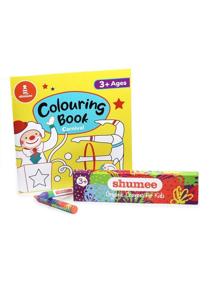 shumee Colouring Book & Organic Crayon Kit- Carnival Themed (3 Years+) | 20 Pages & 6 Crayons | Organic & Natural Colours | Skill Building Art & Craft DIY Set For Kids - Image 1