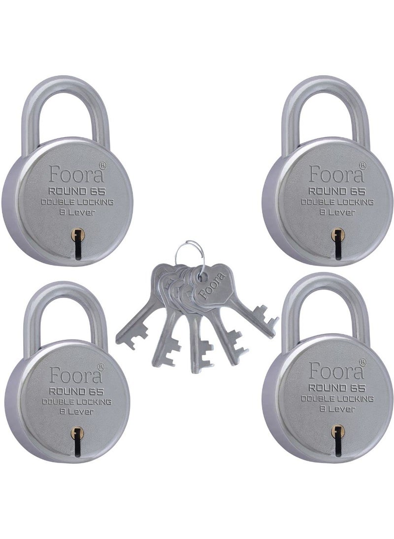 Foora Foora Same Key Lock Set 4 Padlocks with 5 Common Key Multiple Lock with Single Key for Home Security  - Image 1