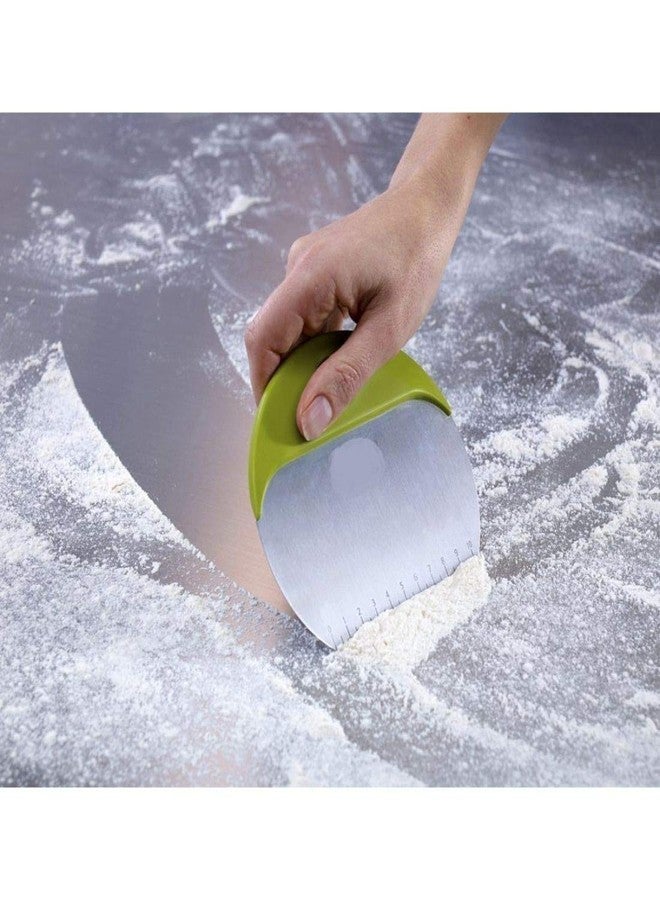 JIGVA Multi-Purpose 2 in 1 Baking Preparation Tool - Steel Dough Cutter Scraping Mess with Silicon Flexible Scarper Kitchen Tool (Multicolor) - Image 4
