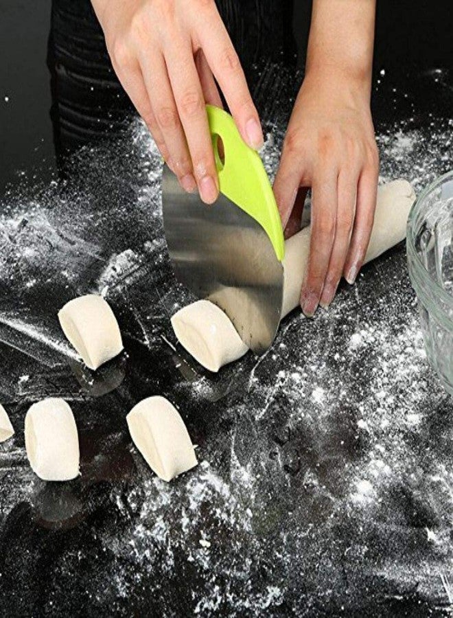 JIGVA Multi-Purpose 2 in 1 Baking Preparation Tool - Steel Dough Cutter Scraping Mess with Silicon Flexible Scarper Kitchen Tool (Multicolor) - Image 3