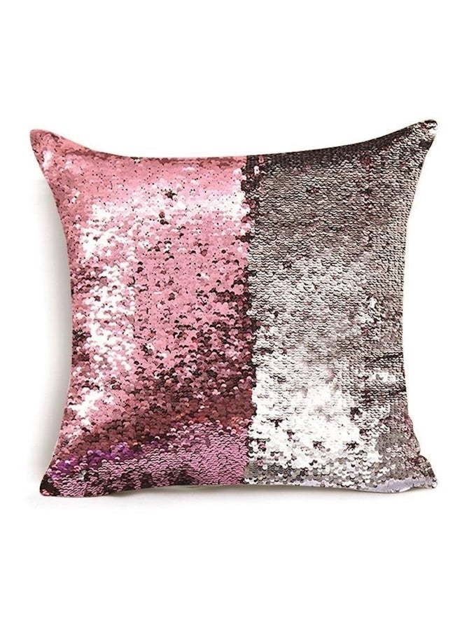 Glitter Pillow Mocofo Sequins Cover Pink/Silver 16x16inch  - Image 1