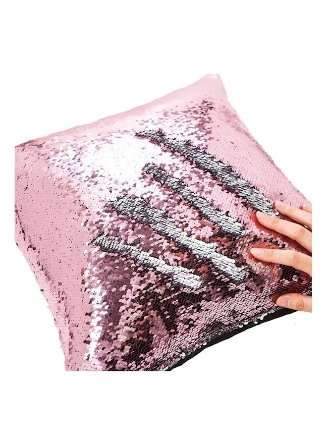 Glitter Pillow Mocofo Sequins Cover Pink/Silver 16x16inch  - Image 4