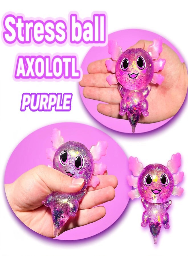 EVDERS Squishy Axolotl Sugar Stress Balls for Kids and Adults, Stretchy Sensory Squeeze Fidget Toys, Cute Sugar Ball for Easter Basket Stuffers Party Favors Axolotl Squishy Toys for Anxiety Autism (Purple) - Image 3