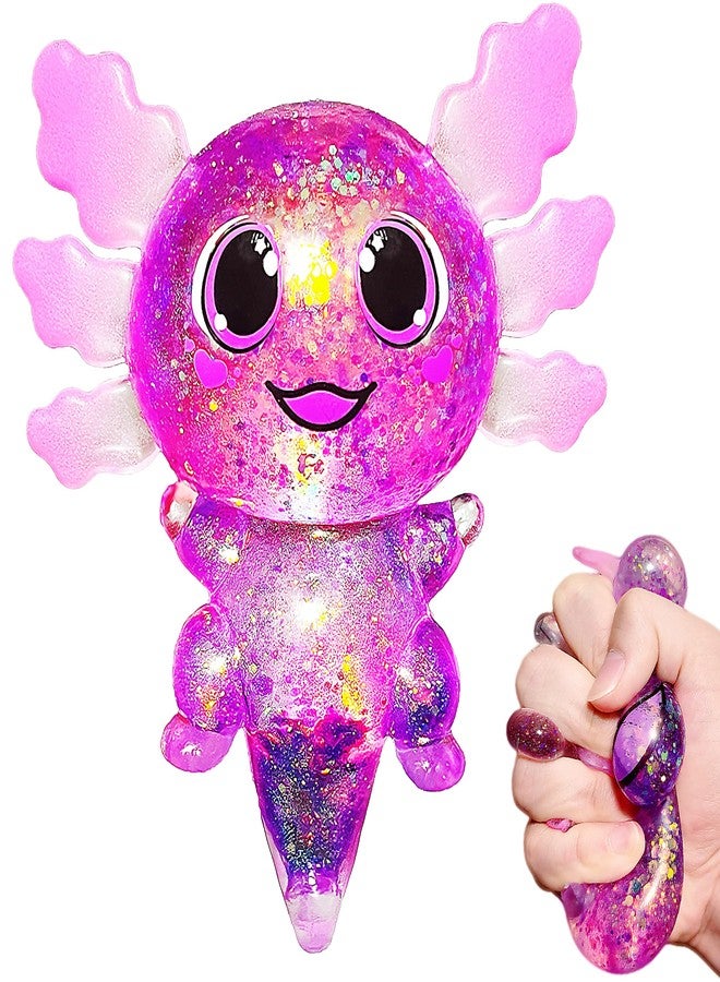 EVDERS Squishy Axolotl Sugar Stress Balls for Kids and Adults, Stretchy Sensory Squeeze Fidget Toys, Cute Sugar Ball for Easter Basket Stuffers Party Favors Axolotl Squishy Toys for Anxiety Autism (Purple) - Image 1