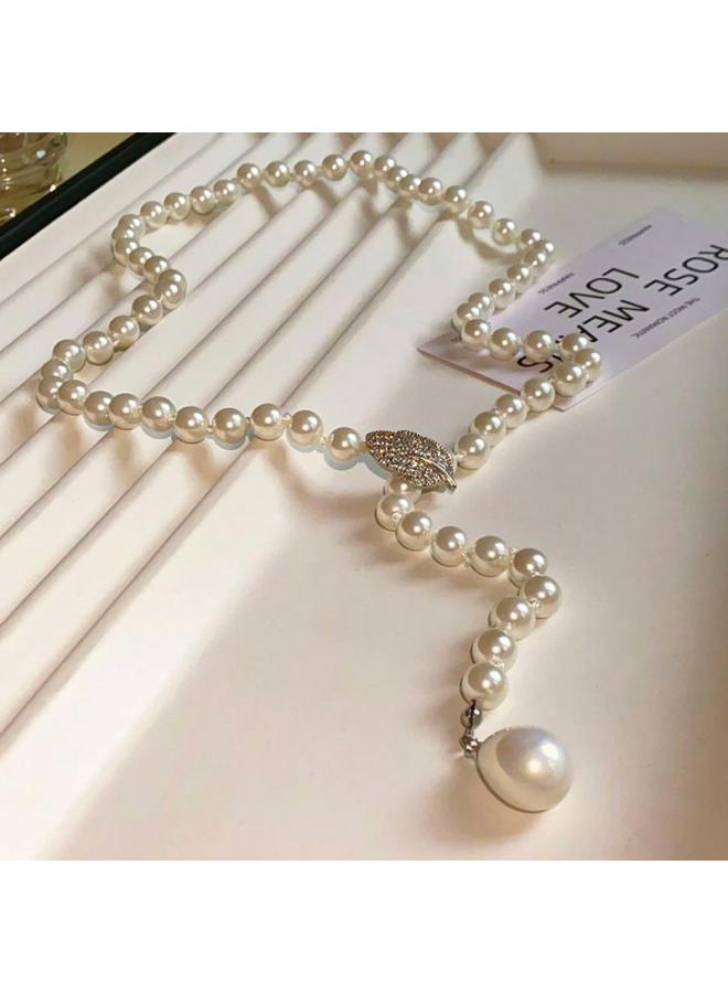 French Style High-grade Pearl Necklace Fashionable Simple Commuter All-match Clavicle Chain Niche Design Creative Necklace For Women 
