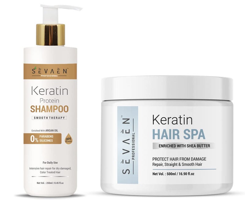 sevaen Keratin Shampoo And Hair Spa Cream For Hair Dry&Damage repair And strengthening&Smoothing Hair With Deep Conditioning Treatment - Image 1
