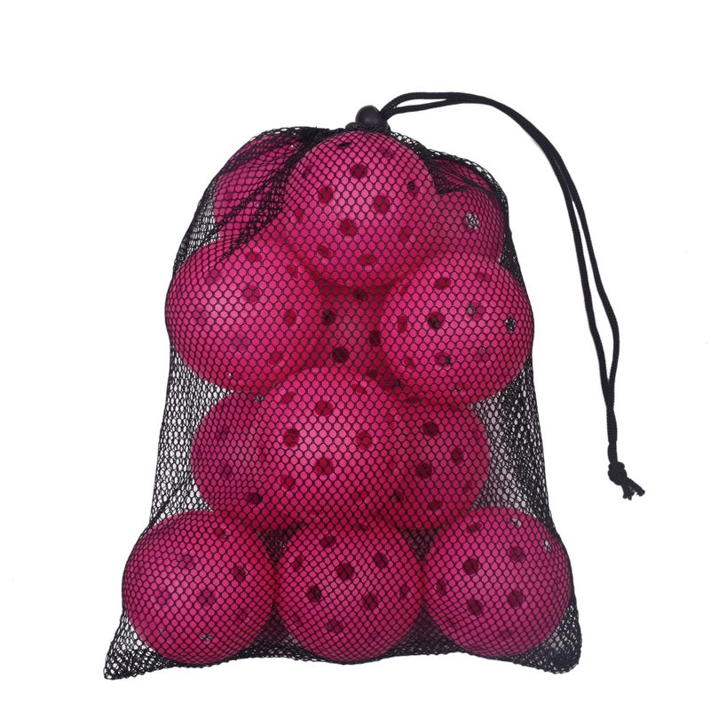 Generic Outdoor Peak ball factory direct 40 holes 74mm indoor and outdoor 26 holes plastic injection ball pickleballpaddle Rose red 12 Pack [net bag packaging] note hole 