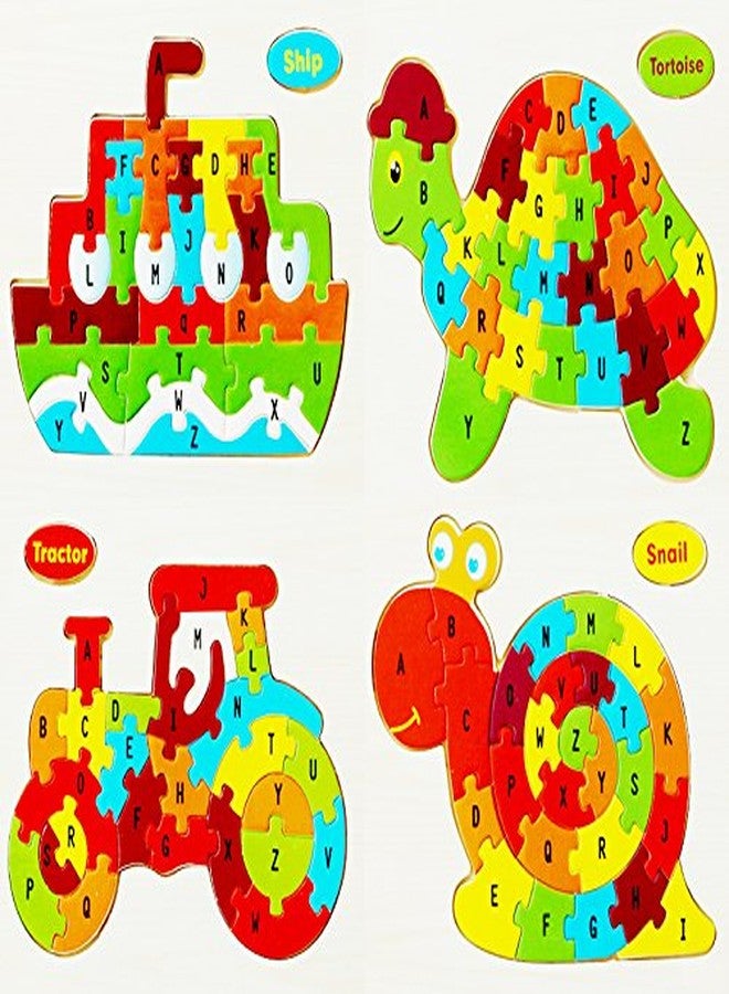 Mayatra's Wooden ABC Alphabet Educational Learning Children's Puzzle Jigsaw Kids Toy - Set of 4 - Image 1