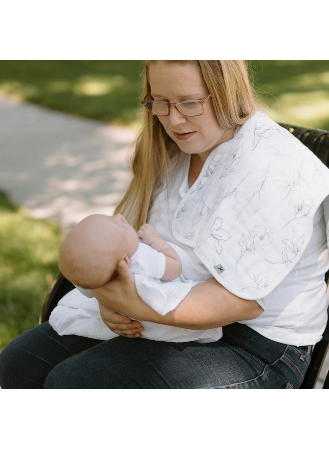 Little Unicorn 100% Certified Natural Organic Cotton Burp Cloth 2 Pack | Ultra-Absorbent & Soft Muslin Fabric | Larger Size & Ergonomic Design (Pencil Floral + White Sage) - Image 4