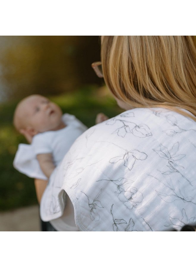 Little Unicorn 100% Certified Natural Organic Cotton Burp Cloth 2 Pack | Ultra-Absorbent & Soft Muslin Fabric | Larger Size & Ergonomic Design (Pencil Floral + White Sage) - Image 3