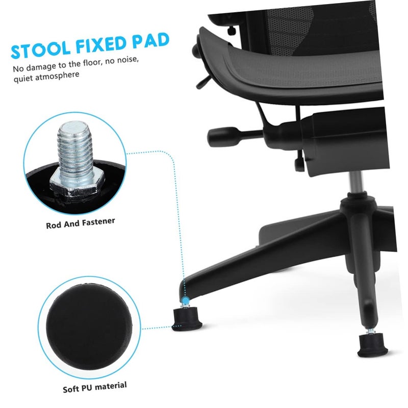 8 Pack Chair Replacement Feet Wheel Stoppers Compact Design Black - Image 3