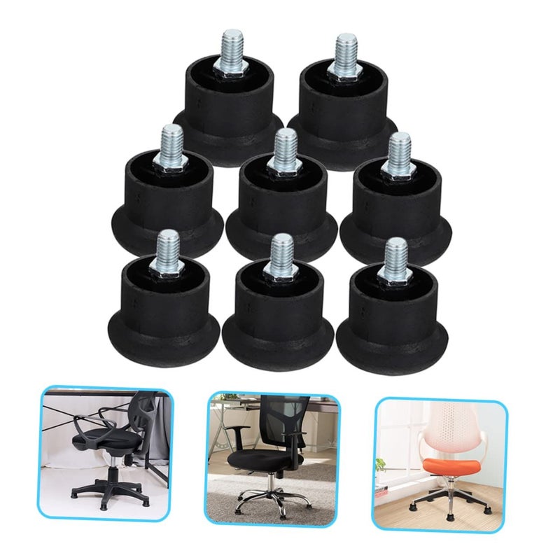8 Pack Chair Replacement Feet Wheel Stoppers Compact Design Black - Image 5