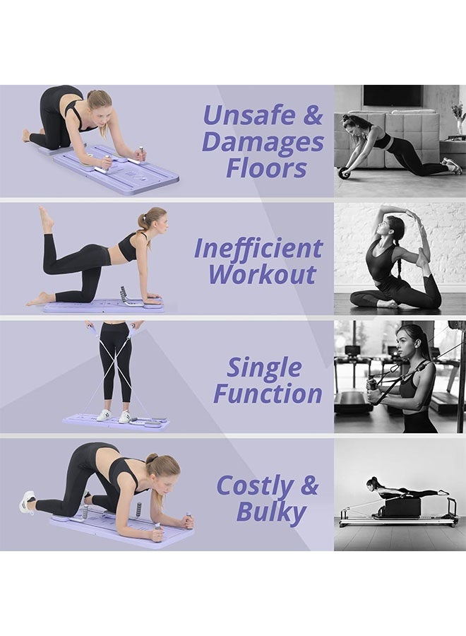 MLADEN Pilates Board, Pilates Reformer Set, Multi-Purpose Foldable Pilates Reformer Board for Home, 5-in-1 Pilates Glide Board, Exercise Yoga Equipment、Yoga Bed,Pilates Bed Suitable For Beginners And Intermediate Users (Purple) - Image 5