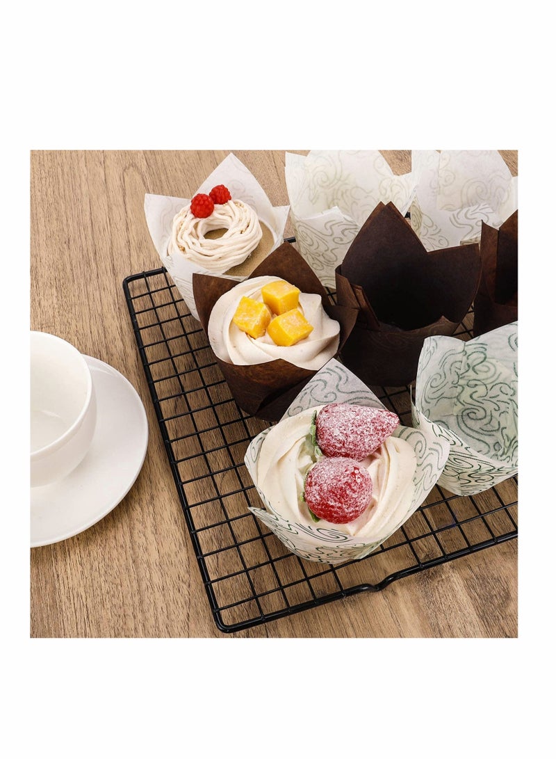 Excefore 200Pcs Tulip Baking Cups Muffin Liners Wrappers Baking Cup Holders Cupcake Liners for Wedding, Birthday, Anniversary, Party In 3 Patterns - Image 3
