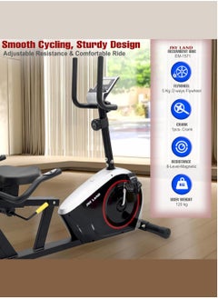 Sky Land Recumbent Magnetic Exercise Bike | Silent & Smooth Cycling | 8-Level Resistance | LED Display & FitShow App | Ergonomic Adjustable Seat | Heavy-Duty Steel Frame | 120Kg Capacity | EM-1571  - Image 2