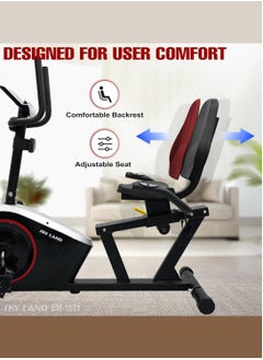 Sky Land Recumbent Magnetic Exercise Bike | Silent & Smooth Cycling | 8-Level Resistance | LED Display & FitShow App | Ergonomic Adjustable Seat | Heavy-Duty Steel Frame | 120Kg Capacity | EM-1571  - Image 5