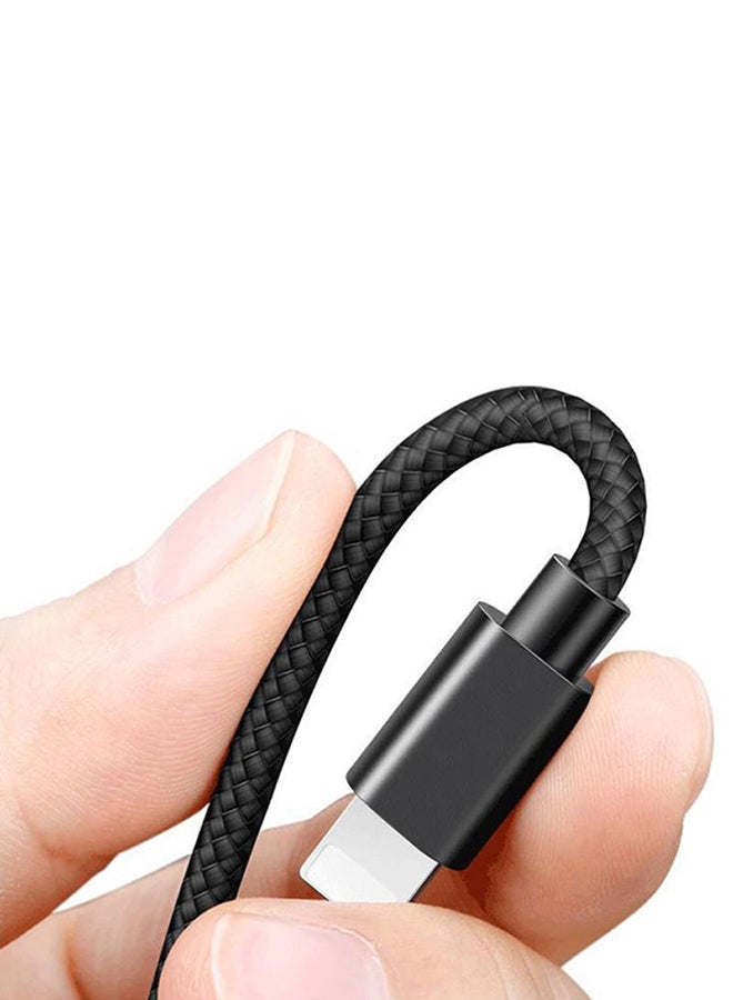 بيسوس كابل شحن USB إلى Lightning كافول من النايلون المضفر عالي الكثافة للشحن السريع متوافق مع هواتف آيفون 13 و12 و11 برو ماكس وميني وXS وX و8 و7 و6 و5 وSE وآي باد (بطول 2 متر) رمادي/أسود - Image 4